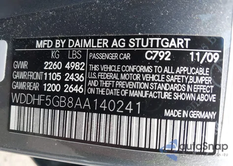 2010 Mercedes-Benz E 350 from USA, damaged, VIN WDDHF5GB8AA140241